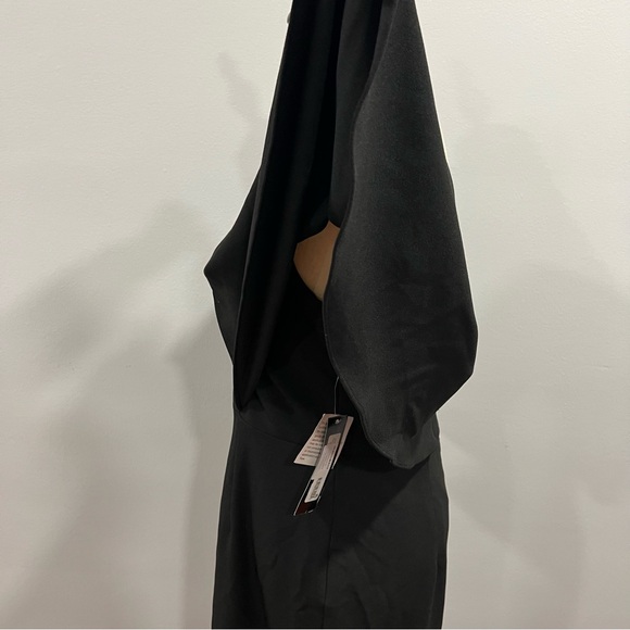 BETSY & ADAM Black Flutter V Neck Knee Length Party Sheath Dress - Reemoly - Picture 10 of 15